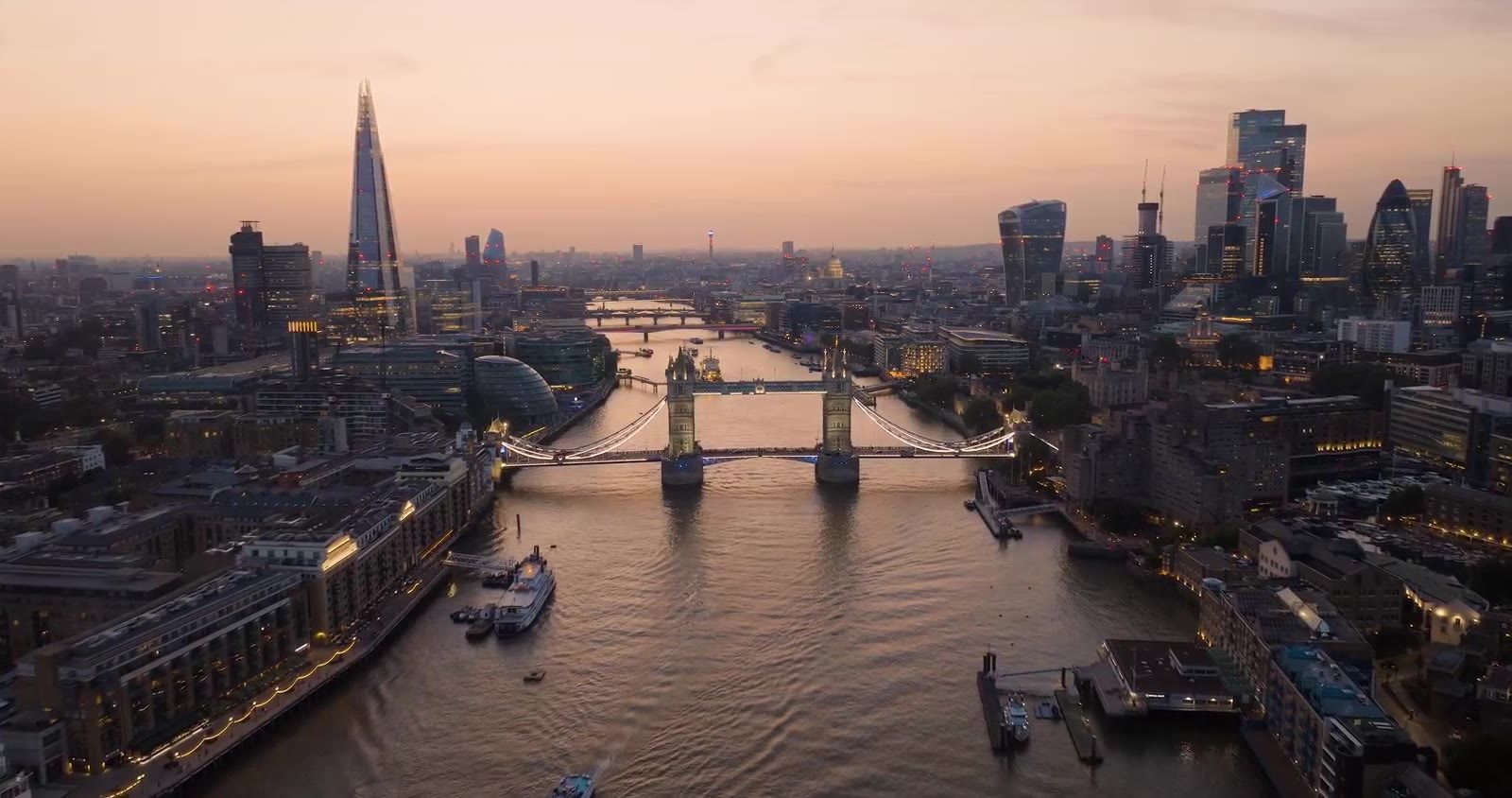 The Thames and Tower Bridge at dusk