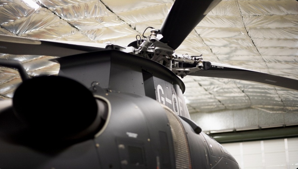 Close up of a helicopter rotor head