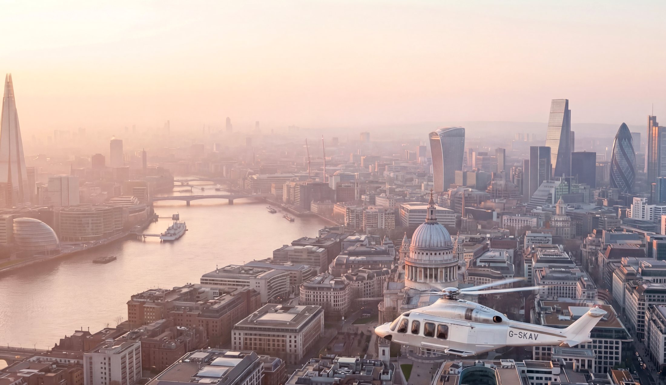 The London skyline at dawn