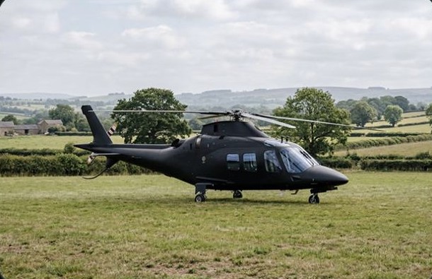 Helicopter parked on grass